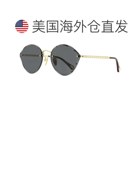 自营Chloe女士斜边无框太阳镜CH0253S 001金色/波尔多58mm-001 美