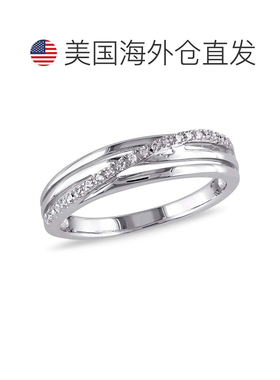自营 925 纯银 Mimi & Max 钻石交叉戒指 - 白色 美国奥莱直发