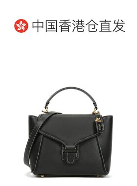 香港直发COACH蔻驰专柜款女士黑色皮革翻盖手提斜挎包878B4BK