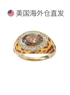 自营Suzy Levian Gold plated Sterling Silver Oval Brown Cubic