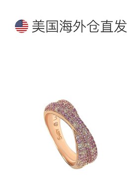 自营 Suzy Levian 纯银粉色和白色蓝宝石和钻石点缀小巧密钉交叉