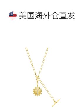 adornia14k 镀金可调节回形针套索，带水晶首字母徽章 - gold-t