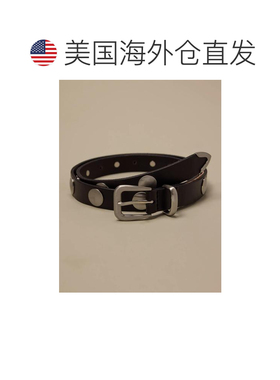 自营Lucky Brand大号饰钉皮革腰带-黑色 美国奥莱直发