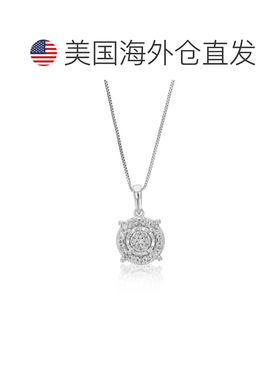 自营vir jewels1/10 克拉实验室培育钻石圆形吊坠项链 .925 纯银