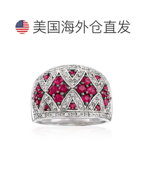 自营 Ross-Simons Ruby and . Diamond Dome Ring in Sterling Si
