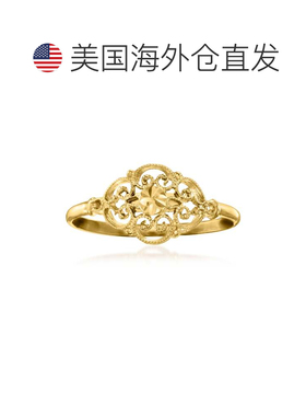 自营Ross-Simons 意大利 14kt 黄金锯状滚边戒指 - 黄色 美国奥莱