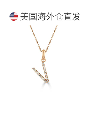自营sabrina14k 玫瑰金和钻石初始项链 - 玫瑰 v 美国奥莱直发