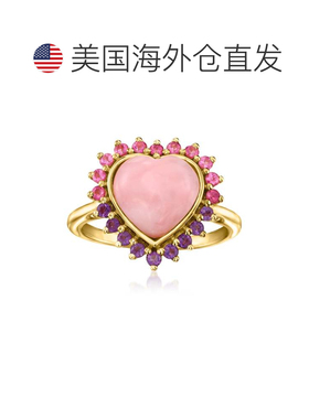 自营Ross-Simons Pink Opal Heart Ring With Pink Tourmalines a