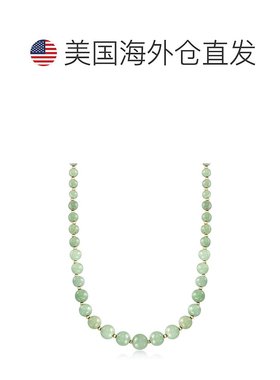 自营 Ross-Simons 6-12 毫米绿色翡翠珠项链配 14 克拉黄金 18 英