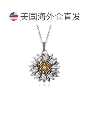 自营Ross-Simons Sterling Silver and 14kt Yellow Gold Sunflow