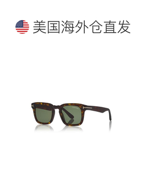 自营Tom Ford深色哈瓦那醋酸纤维方形男士太阳镜FT0751 52N 50-哈