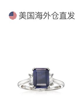 自营 Ross-Simons 蓝宝石戒指带 .纯银白色托帕石 - 蓝色 美国奥