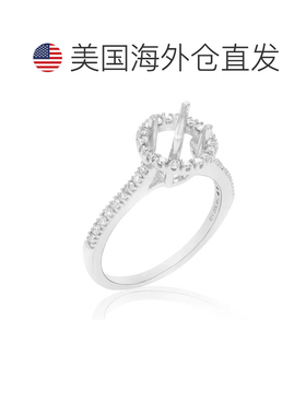 自营 vir jewels1/3 克拉 14K 白金中心圆形钻石半镶嵌订婚戒指 -