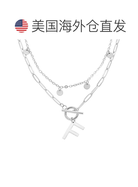 自营adornia抗锈镀银五彩纸屑和回形针分层字母开关项链 - silver