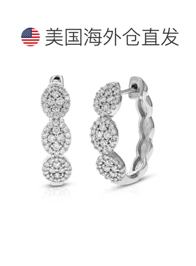 自营vir jewels1/2 克拉 108 颗宝石圆形实验室培育钻石圈形耳环