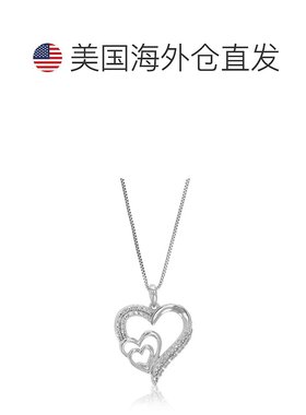 自营vir jewels1/10 克拉实验室培育圆形钻石心形吊坠项链 .925