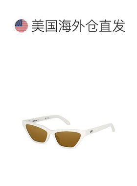 自营 off-white米白色猫眼全边太阳镜，白色镜架和金色镜片Oeri13