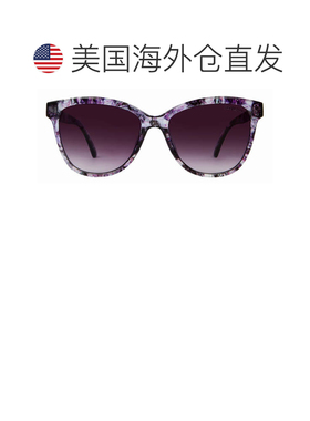自营Suzy Levian 女士紫色玳瑁方形镜片太阳镜 - 紫色 美国奥莱直