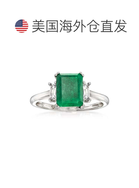 自营Ross-Simons 祖母绿戒指配 。 925 纯银白色托帕石 绿色 美国