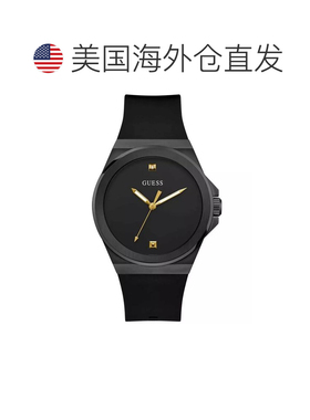 自营Guess Men's Vinyl Black Dial Watch - black 美国奥莱直发