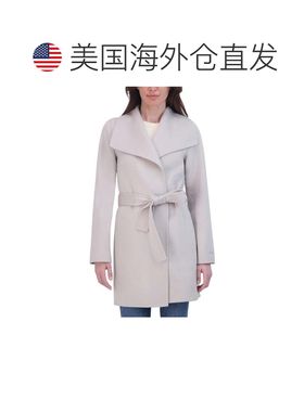 自营TAHARI Women's Double Face Wool-Blend Belted Coat, Plati