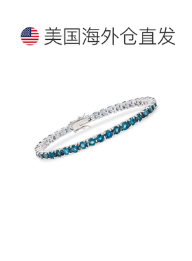 自营925 纯银 Ross-Simons 伦敦蓝色托帕石网球手链 - 8 英寸 美