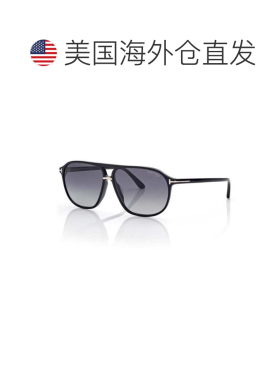 自营Tom Ford Bruce黑色闪亮醋酸纤维飞行员深灰色男士太阳镜FT10
