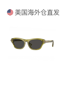 自营Burberry几何全边太阳镜，绿色镜架和深灰色镜片Be4430U41188