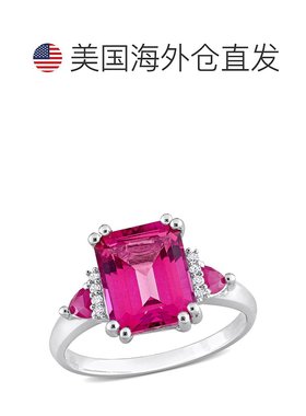 自营 925 纯银 Mimi & Max 女式 4 1/2 克拉 TGW 八角形切割粉色