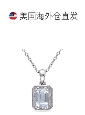 自营 925 纯银 Mimi & Max 1 克拉 TGW 祖母绿切割海蓝宝石和钻石