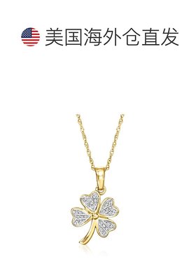 自营 Ross-Simons Diamond Clover Pendant Necklace in 14kt Yel