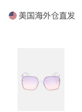 自营 guess方形标志塑料太阳镜-白色 美国奥莱直发