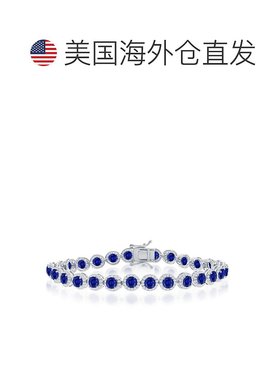 自营 simona纯银圆形光环白色和模拟红宝石链式手链 - 红色 美国