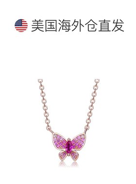 自营 geneviveGa 纯银 18k 玫瑰金镀红宝石和钻石立方氧化锆密镶