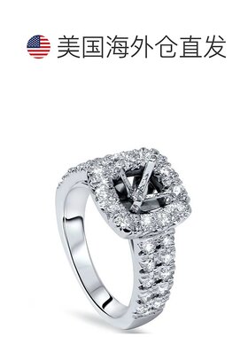 自营 pompeii31 克拉垫形光环订婚戒指戒托 14K 白金 - 14k 白金