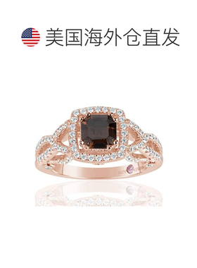 自营 Suzy Levian Rose 纯银 Asscher 切割棕色和白色立方氧化锆