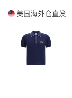 自营Versace Cotton Polo Men's Shirt - blue 美国奥莱直发