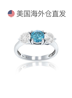 自营 vir jewels2 克拉 3 石蓝色和白色钻石订婚戒指 14K 白金 -