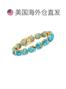自营Ross-Simons Mohave 绿松石手链 18 克拉金 8 英寸 美国奥莱