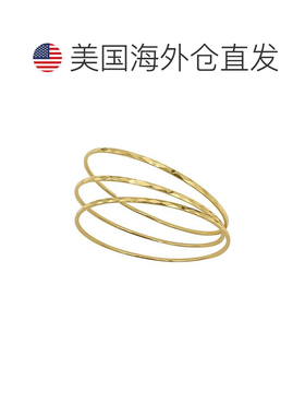 自营Adornia 锤打 3 毫米手镯套装金 - 黄色 美国奥莱直发