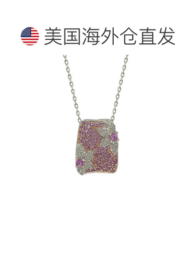 自营Suzy Levian 纯银粉色蓝宝石和钻石花卉小巧项链 - 粉色 美国