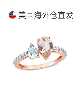 自营 mimi & max2 CT TGW 10K 玫瑰金梨形摩根石、海蓝宝石和白色