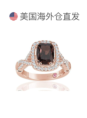自营 Suzy Levian Rose 纯银棕色巧克力和白色立方氧化锆订婚戒指