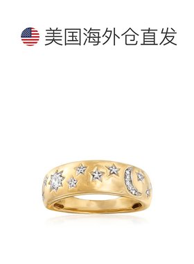 自营 Ross-Simons 18kt 纯银钻石月亮和星星戒指 白色 美国奥莱直