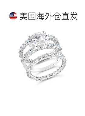 自营 sterling forever纯银明亮式订婚戒指 3 件套 - 银 美国奥莱