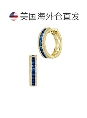 自营savvy cie jewels镀金立方体锆石挂钩耳环-蓝黄色 美国奥莱直