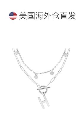 adornia抗锈镀银五彩纸屑和回形针分层字母开关项链 - silver-h