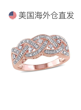 自营mimi & max1/8 CT TW 镀玫瑰纯银钻石编织戒指 - 粉红色 美国