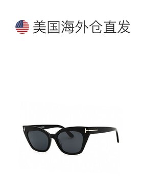 自营 Tom Ford方形全边太阳镜，闪亮的黑色镜架和烟镜Ft103101A-