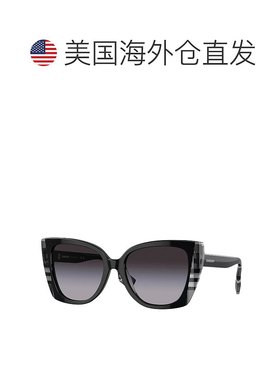 自营Burberry BE 4393 40518G 54mm女式猫眼太阳镜-黑色/格子白色